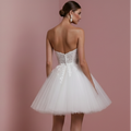 Short Romantic Tulle Wedding Dress Heart Neckline Princess