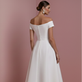Short Sleeve Wedding Dress Tea Length Long Alternative White