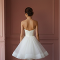 Short Sweetheart Wedding Dress Tulle Ball Gown Strapless
