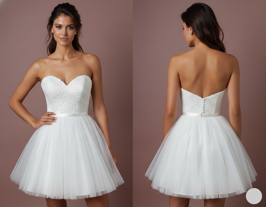 Short Sweetheart Wedding Dress Tulle Ball Gown Strapless