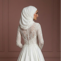 Silk Elegant Ball Gown – Soft Ivory Modest Muslim Wedding Dress