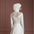 Silk Elegant Bridal Gown – Ivory Hijab Wedding Dress for Walima Muslim