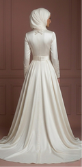 Silk Elegant Princess Wedding Dress – Ivory Modern Muslim Outfit