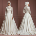 Silk Flowing Ball Gown – Modest Muslim Wedding Dress with Hijab