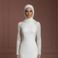 Silk Mermaid Hijab Wedding Dress – Ivory Modern Modest Style Muslim