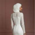 Silk Mermaid Hijab Wedding Dress – Ivory Modern Modest Style Muslim