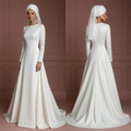 Silk Minimalist Bridal Gown – Ivory Modest Wedding Dress Muslim