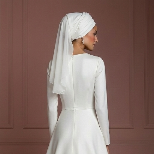 Silk Minimalist Bridal Gown – Ivory Modest Wedding Dress Muslim