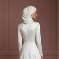 Silk Minimalist Hijab Wedding Dress – Modern Modest Bridal Look Muslim