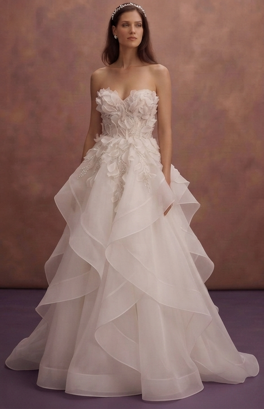 Silk Organza Wedding Dresses with Elegant Layers