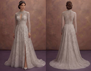 Silver Beaded Wedding Dresses with Sophisticated Sparkle
