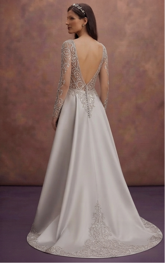 Silver Crystal Wedding Dresses with Sophisticated Sparkle
