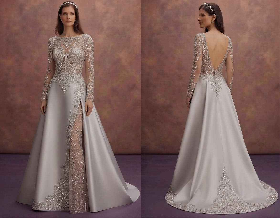 Silver Crystal Wedding Dresses with Sophisticated Sparkle