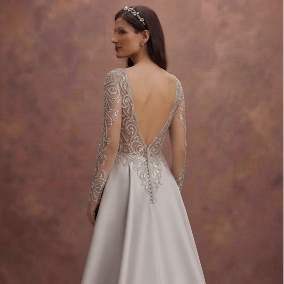 Silver Crystal Wedding Dresses with Sophisticated Sparkle