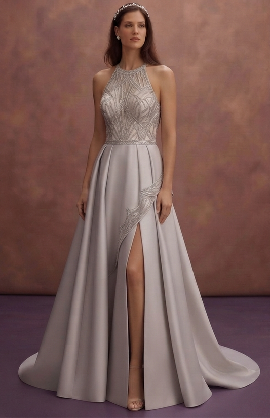Silver Embroidered Wedding Dresses with Modern Glamour