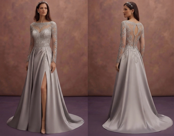 Silver Lace Wedding Dresses with Contemporary Glamour