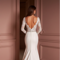 Simple Slit Wedding Dress Deep V-Neck Sleeveless Long Bridal