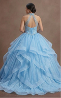Sky Blue Quinceañera Gown with Sparkling Tulle Skirt