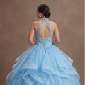 Sky Blue Quinceañera Gown with Sparkling Tulle Skirt