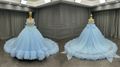 Sky Blue Tulle Ball Gown with Beaded Bodice