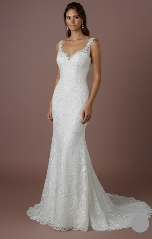 Sleeveless Wedding Dress Beaded Waistband Long Chiffon Skirt