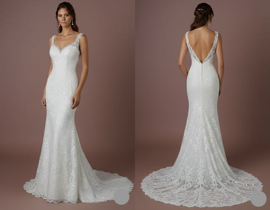 Sleeveless Wedding Dress Beaded Waistband Long Chiffon Skirt