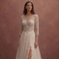 Soft Beige Bridal Gown with Romantic A-Line Shape