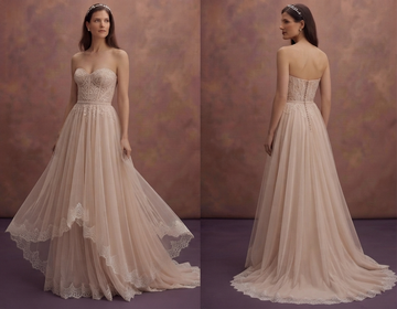 Soft English Net Wedding Dresses with Flowing Skirts