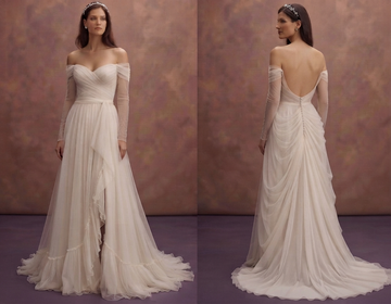 Soft Mesh Wedding Dresses with Romantic Draping