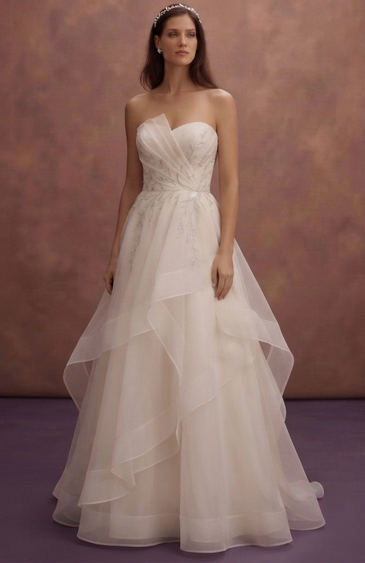 Soft Organza Wedding Dresses with Layered Elegance