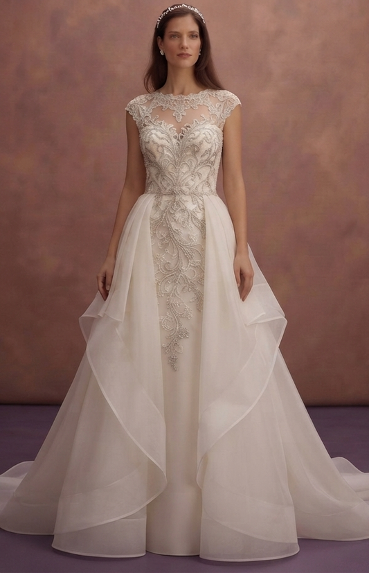Sophisticated Bridal Gowns with Elegant Organza Overskirts