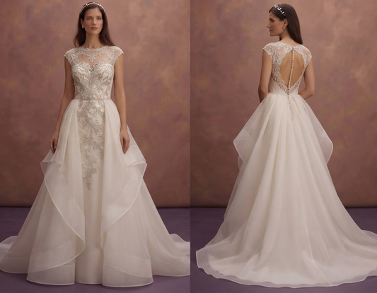 Sophisticated Bridal Gowns with Elegant Organza Overskirts