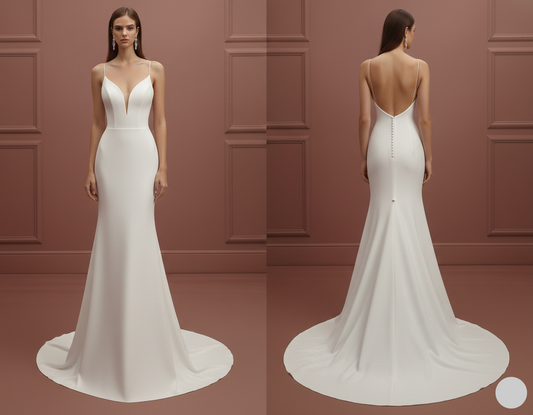 Sophisticated Column Wedding Dress Crepe Long Simple Elegant