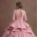 Sophisticated Pink Quinceañera Dress Crepe Fabric Finish