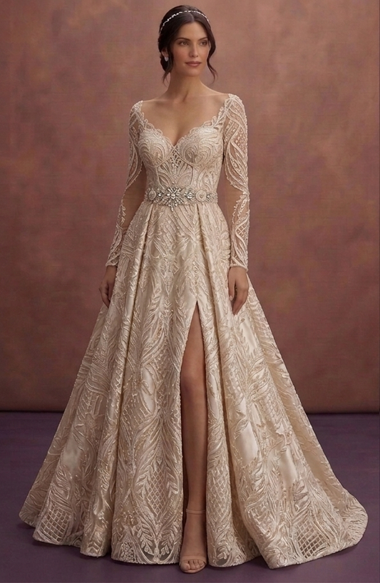 Sophisticated Wedding Dresses with Crystal Waist Belts