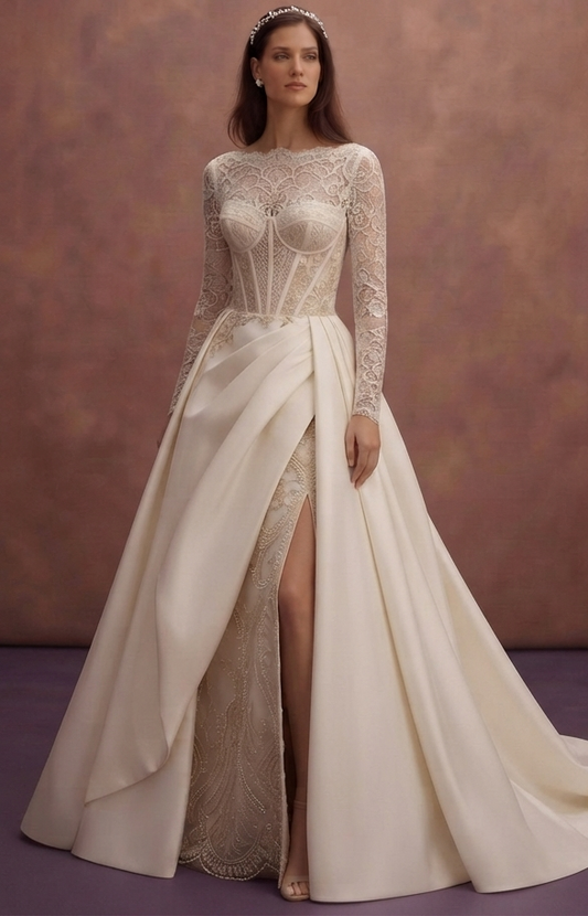 Sophisticated Wedding Dresses with Elegant Draped Skirts