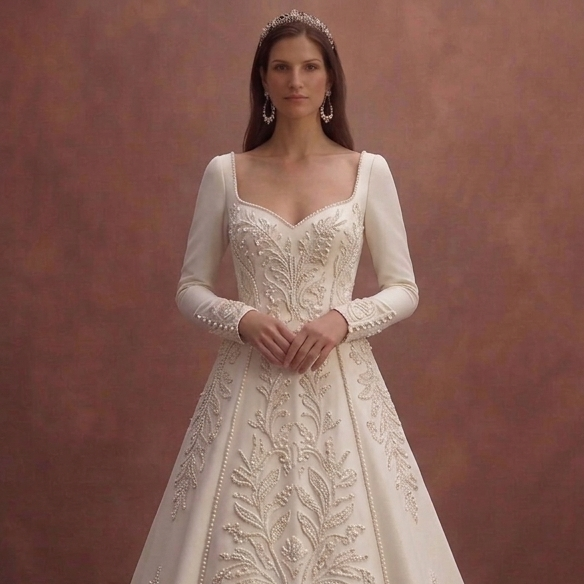Sophisticated Wedding Dresses with Pearl Embroidery