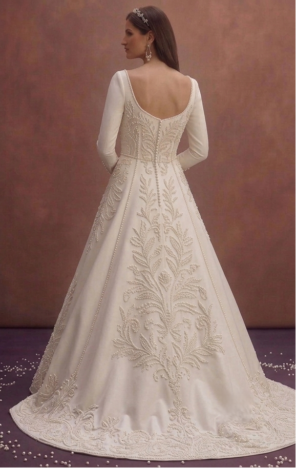 Sophisticated Wedding Dresses with Pearl Embroidery