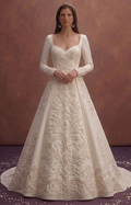 Sophisticated Wedding Dresses with Pearl Embroidery