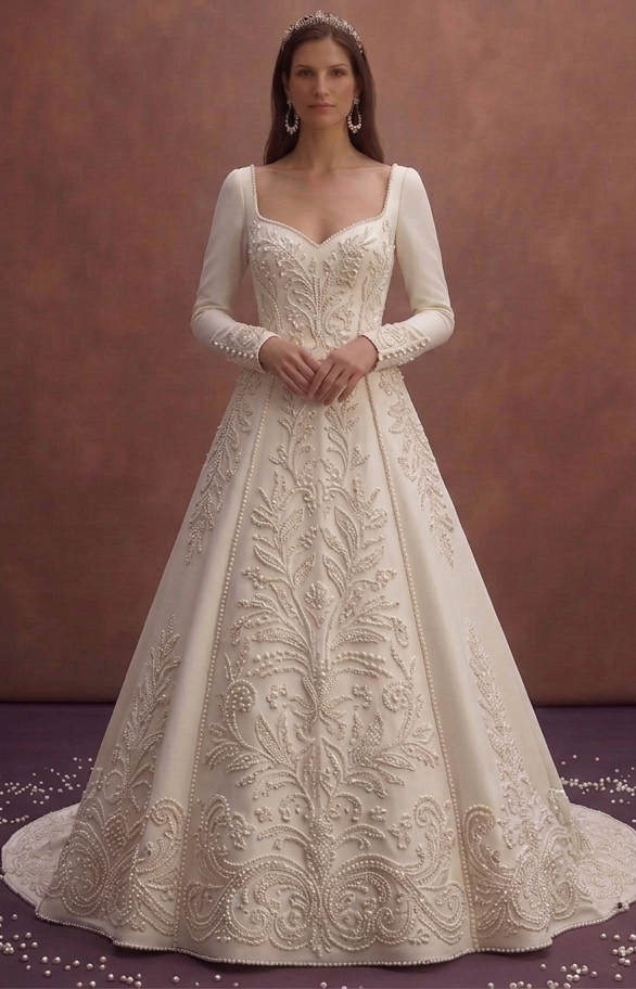 Sophisticated Wedding Dresses with Pearl Embroidery
