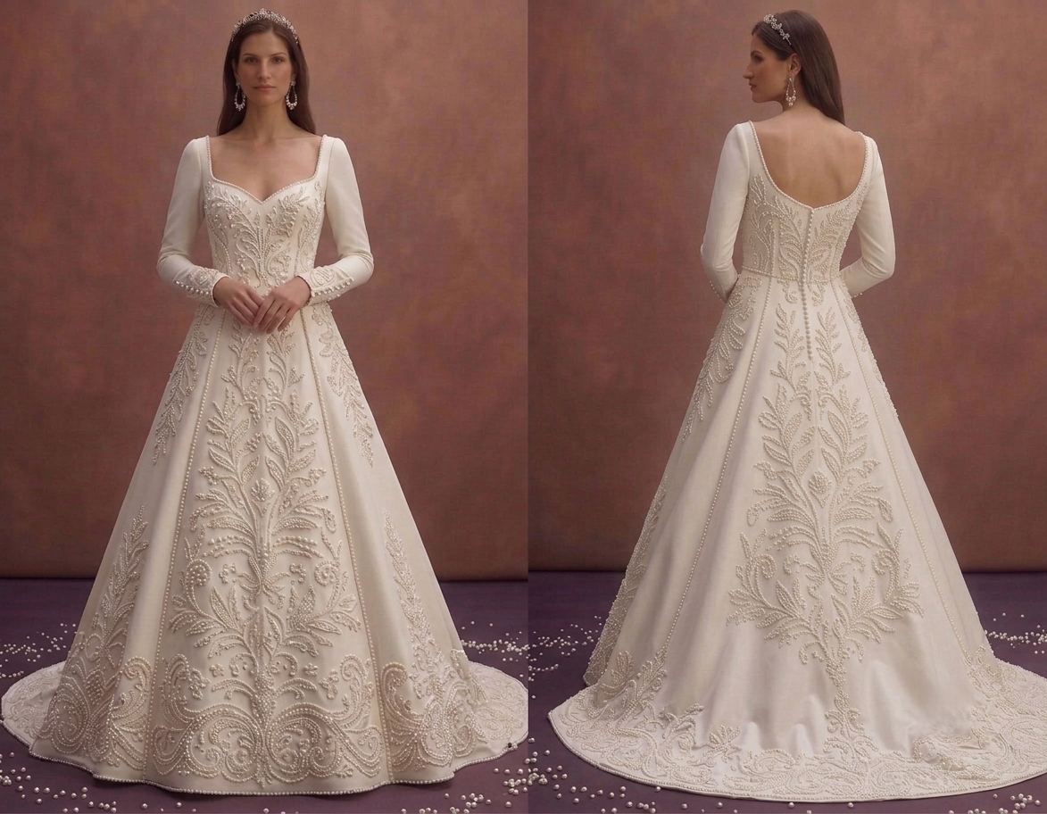 Sophisticated Wedding Dresses with Pearl Embroidery