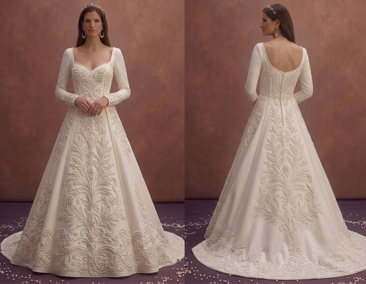 Sophisticated Wedding Dresses with Pearl Embroidery