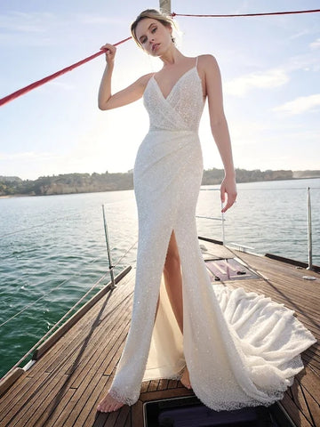 Vestido De Novia De sirena 2 en 1, Vestido De Novia moderno sin mangas con lazo De satén, Vestido De Novia De princesa 