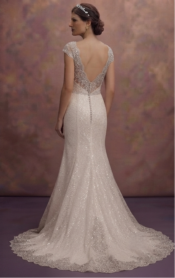 Sparkling Glitter Lace Wedding Dresses for Glamorous Brides