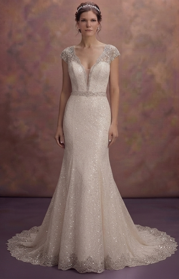 Sparkling Glitter Lace Wedding Dresses for Glamorous Brides