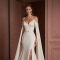 Split Sleeve Wedding Dress Modern Long Unique Design Gown