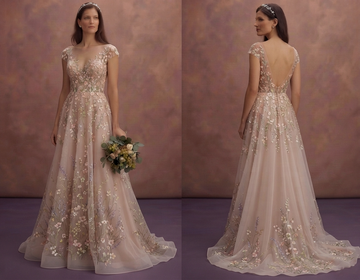 Spring Bridal Dresses with Delicate Floral Embroidery
