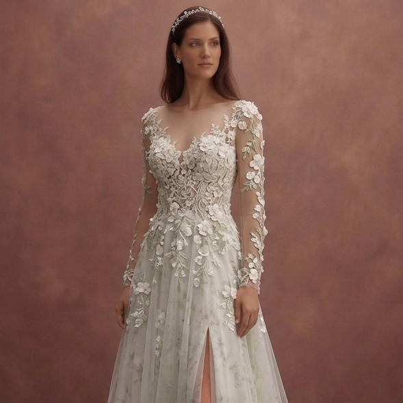Spring Wedding Dresses with Floral Lace Details