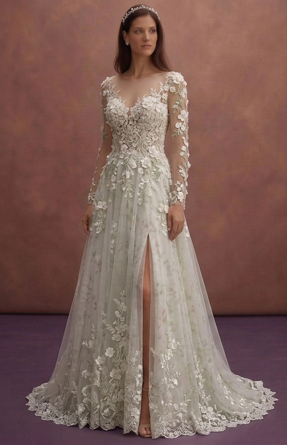 Spring Wedding Dresses with Floral Lace Details