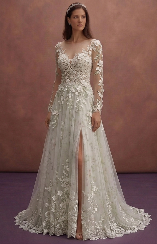 Spring Wedding Dresses with Floral Lace Details